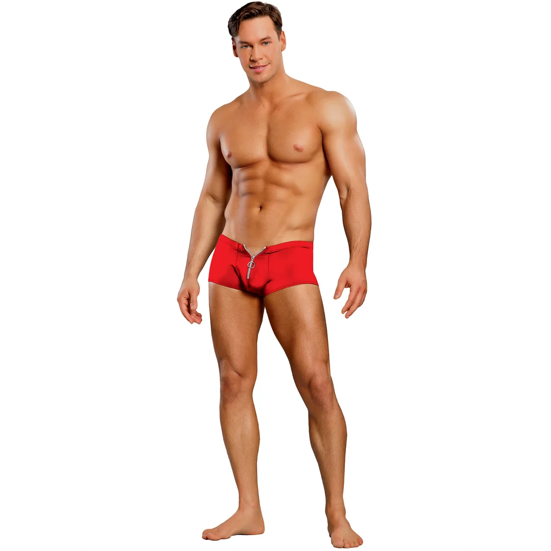 Pantaloncino con zip Male Power e anello fallico rosso - immagine 20