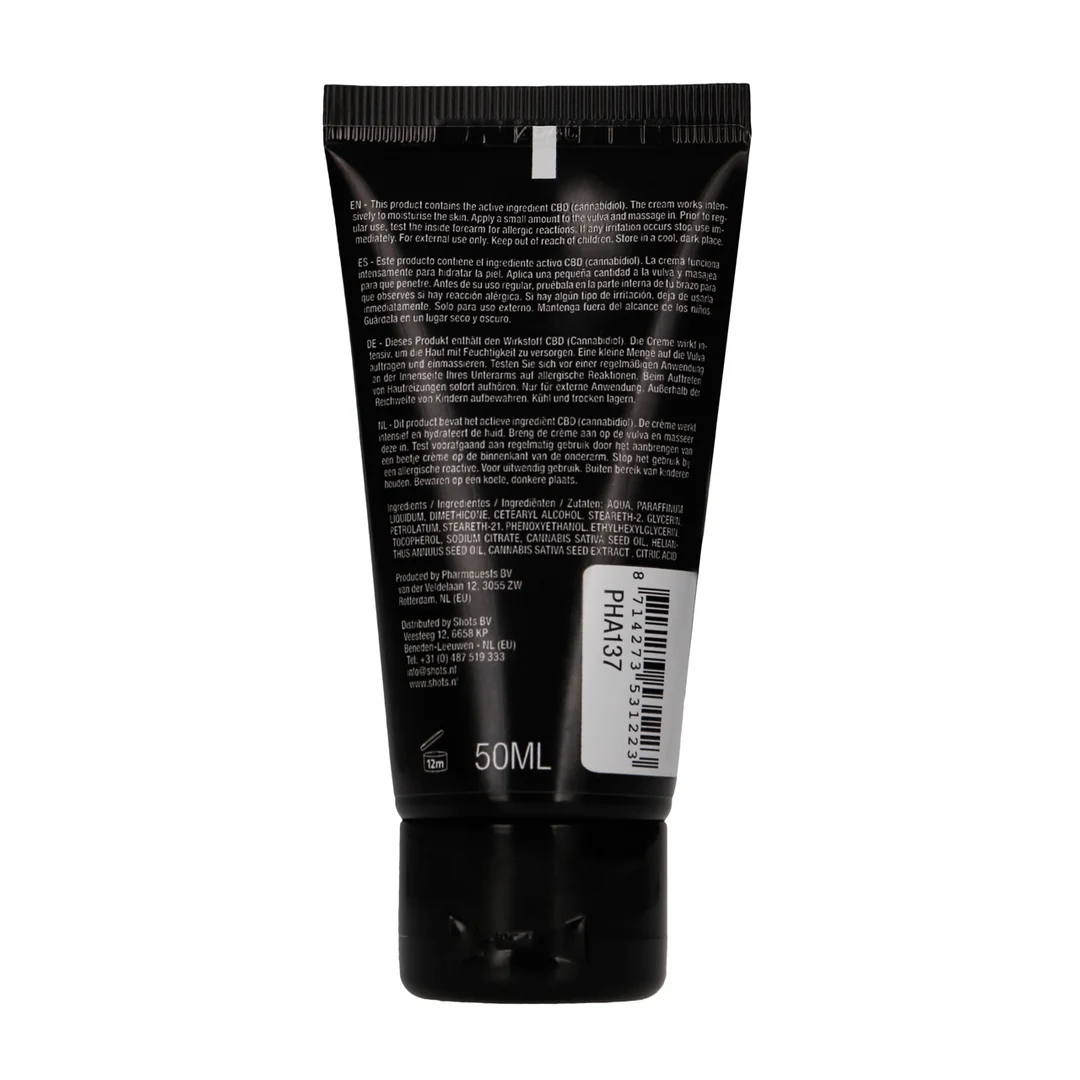 Glijmiddel (neutraal) – CBD masturbatiecrème voor de vulva – ongeparfumeerd, geen smaak – 50 ml – Pharmquests by Shots - Afbeelding 2