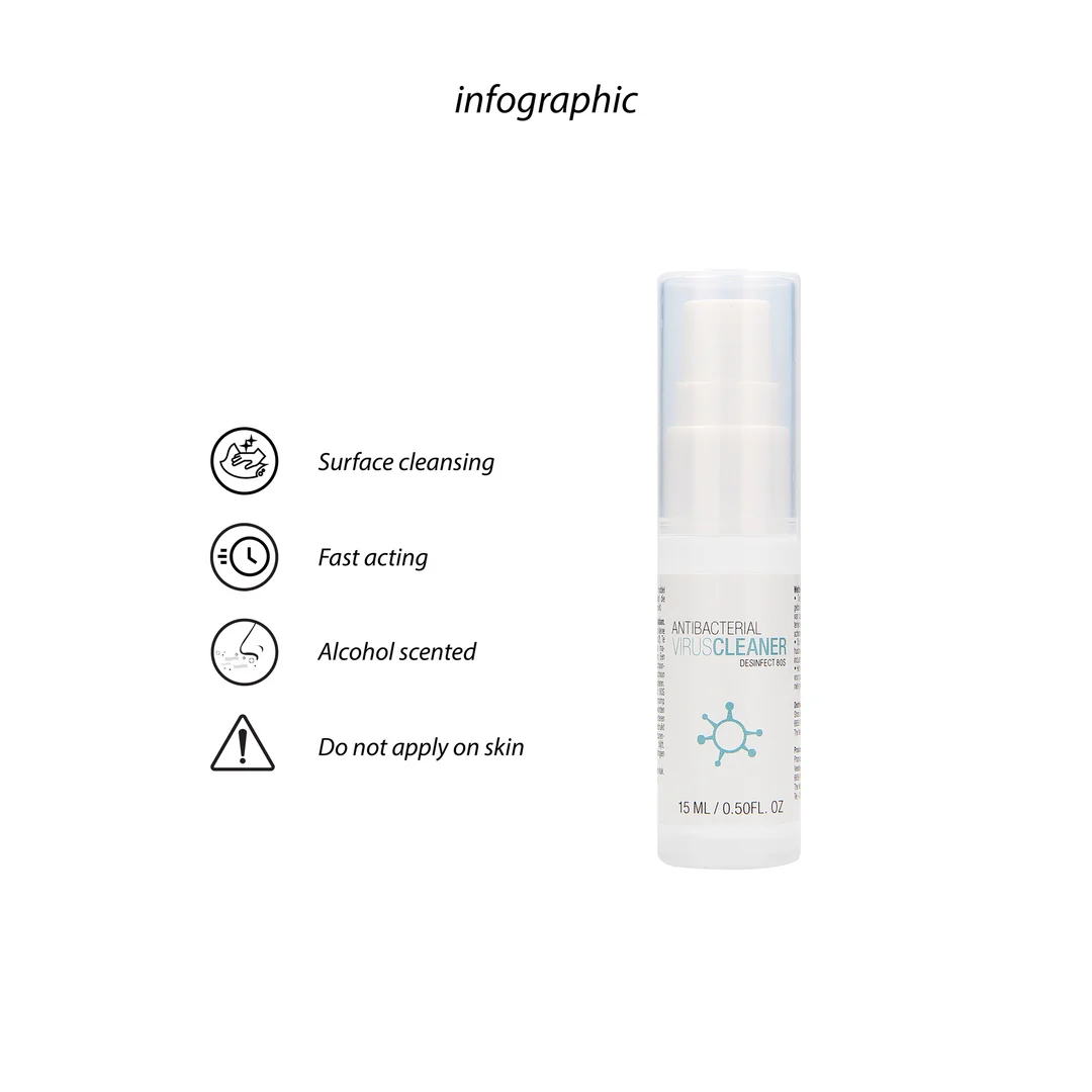 Virus Cleaner – Desinfectiemiddel voor harde, kleine oppervlakken – Geslachtsneutraal – Pharmquests by Shots – 15 ml - Afbeelding 3