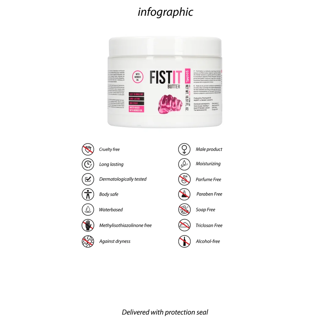 Glijmiddel op waterbasis – langdurige werking – ongeparfumeerd, geen smaak – 500 ml – Fist It by Shots - Afbeelding 4
