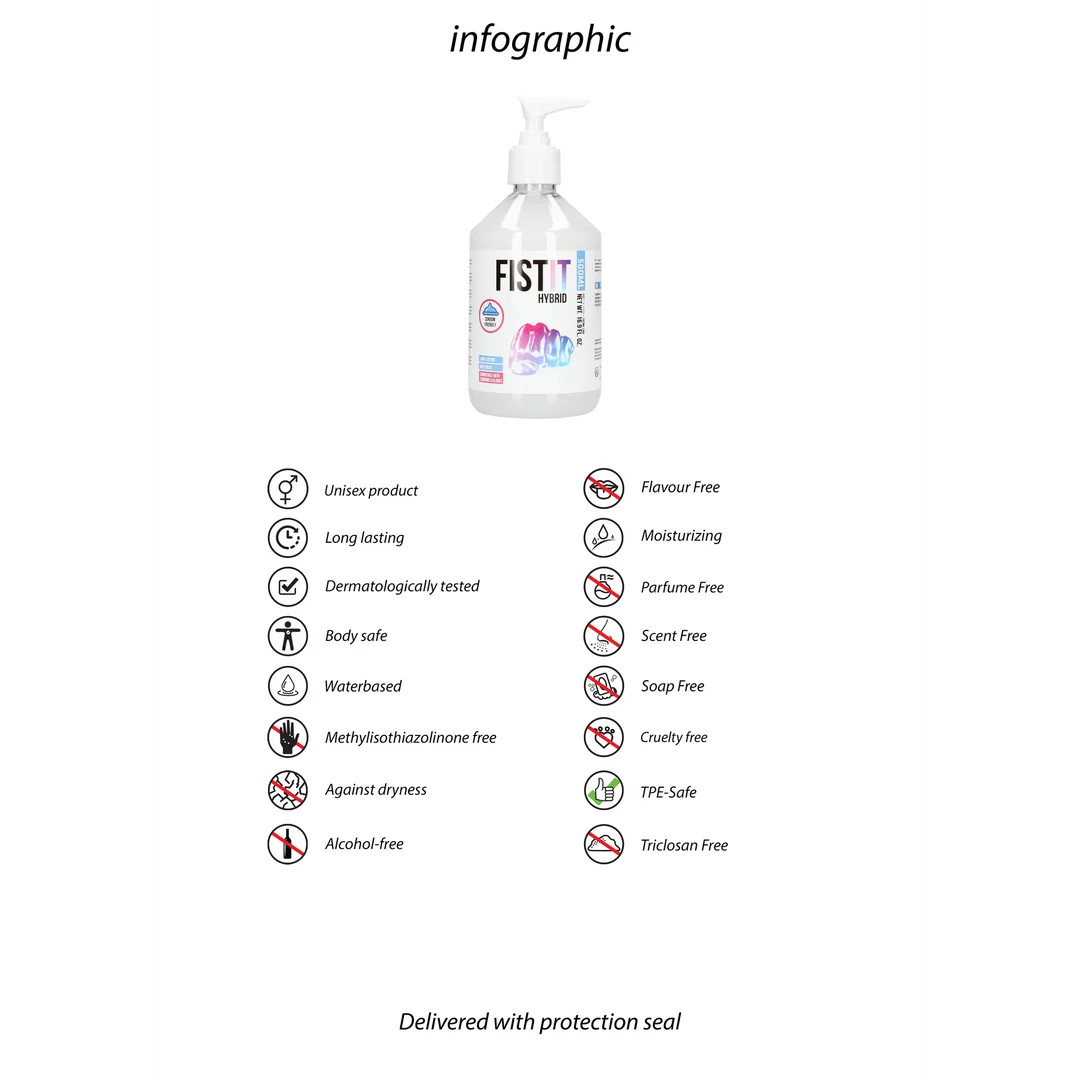 Glijmiddel (neutraal) – Hybride water- en siliconenformule – Ongeparfumeerd, geen smaak – 500 ml – Fist It by Shots - Afbeelding 2