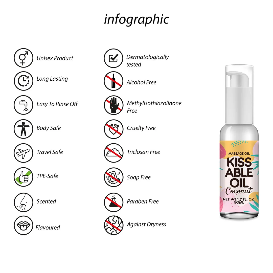 Kissable massageolie met kokossmaak - Afbeelding 2