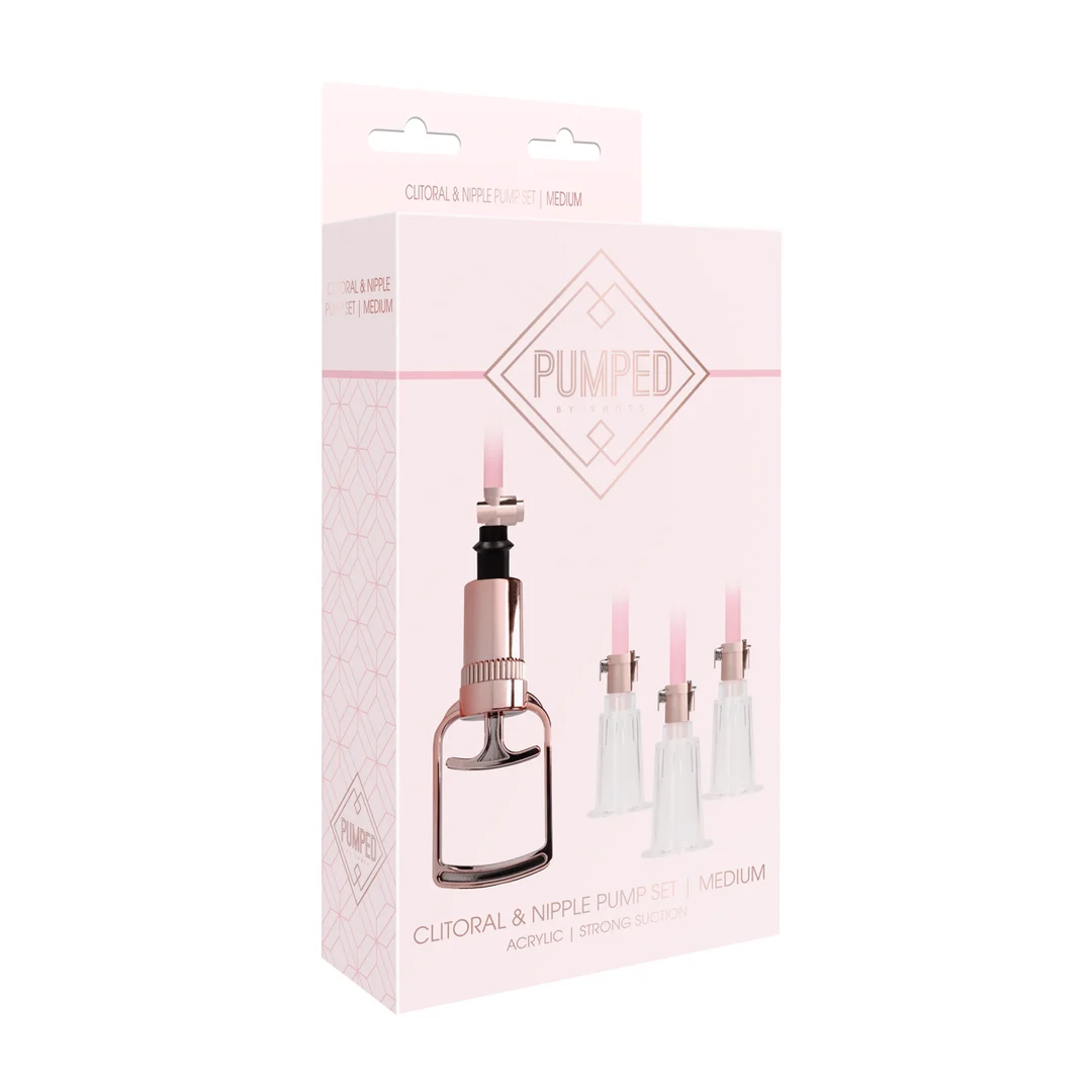 PMP024ROS_1 Pumped by Shots clitoris en tepelpompset Medium - Afbeelding 1