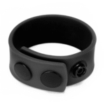 Niet-vibrerende cockring met drukknoopjes – Prowler RED Black Silicone Cock Strap - Afbeelding 4