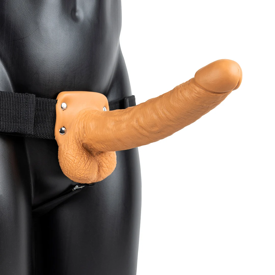 RealRock vibrierender hohler Umschnalldildo mit Hoden – Bild 5