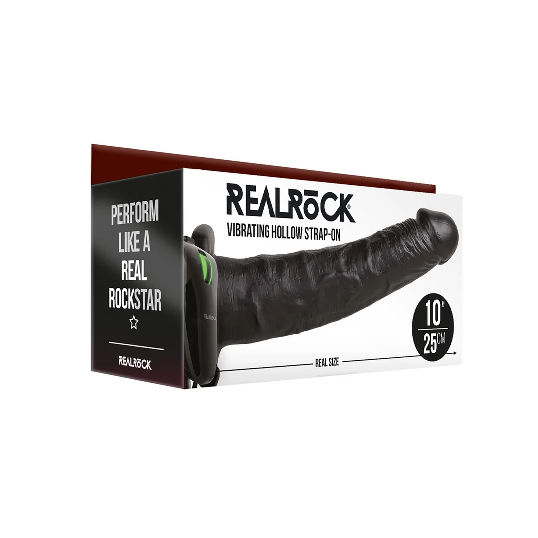 Zwarte vibrerende holle strap on