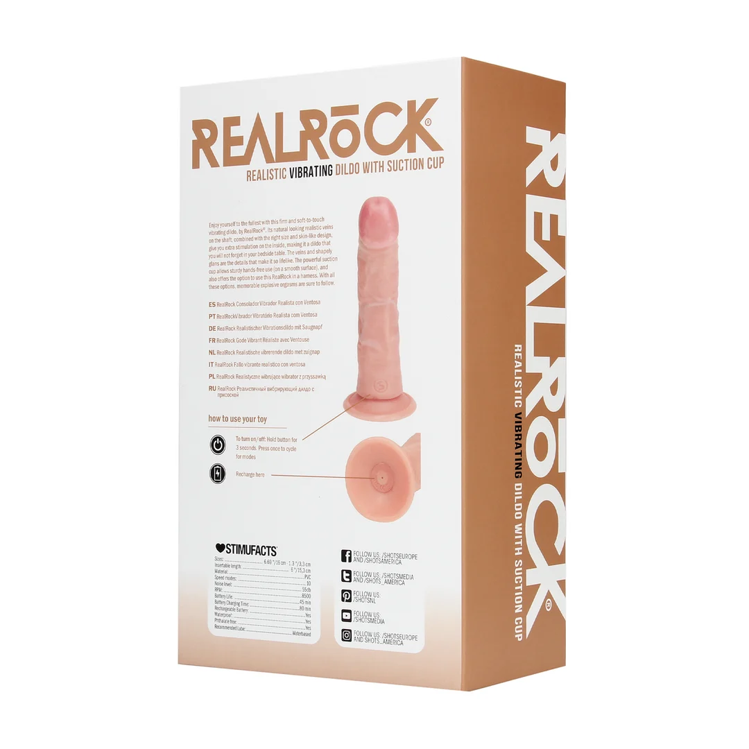 realistische vibrator – met zuignap – RealRock Vlees RealRock by Shots - Afbeelding 5