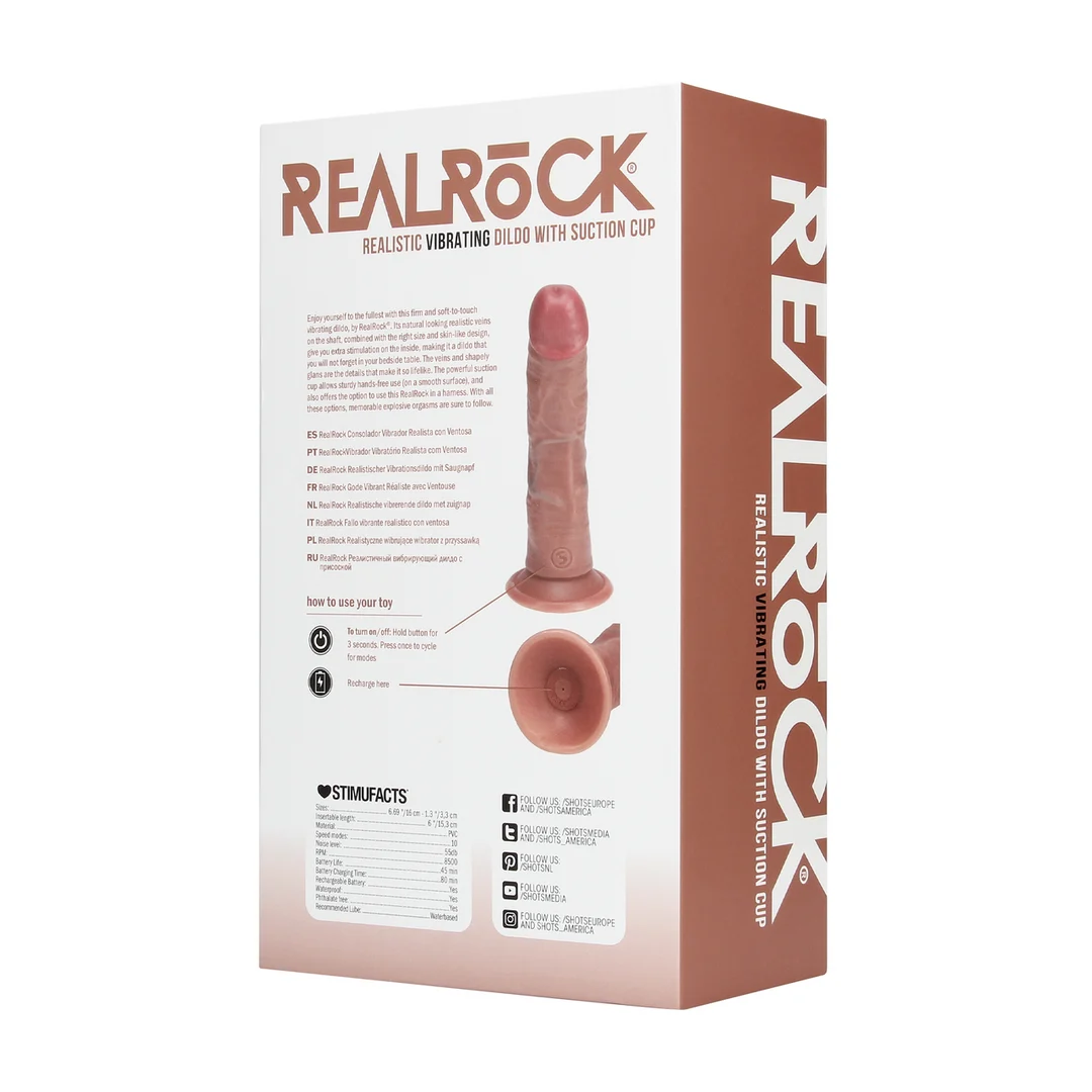 realistische vibrator – met zuignap – RealRock Vlees RealRock by Shots - Afbeelding 11
