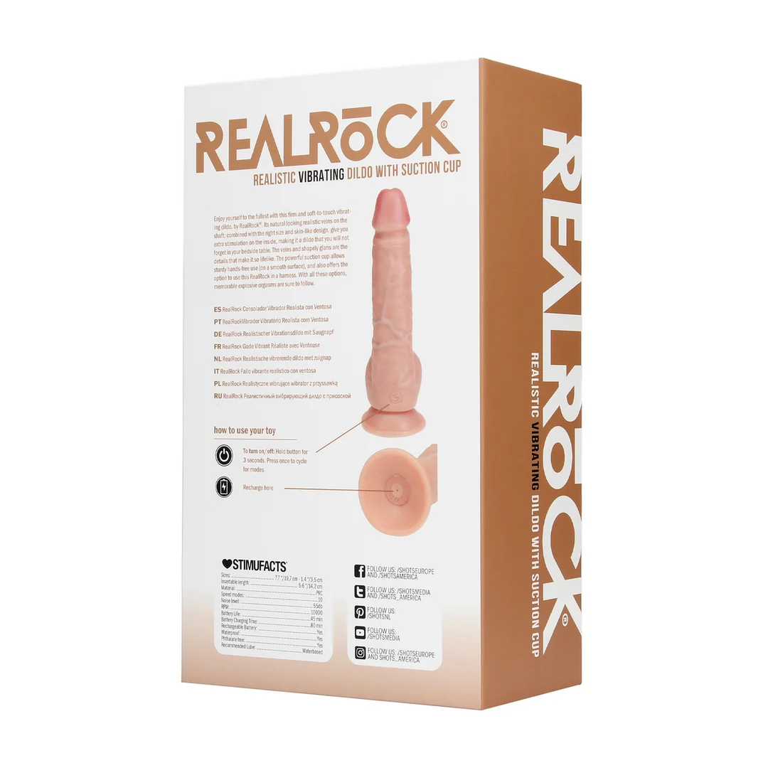 realistische vibrator – met zuignap en harnas-compatibel – RealRock vlees (18 cm) RealRock by Shots - Afbeelding 5