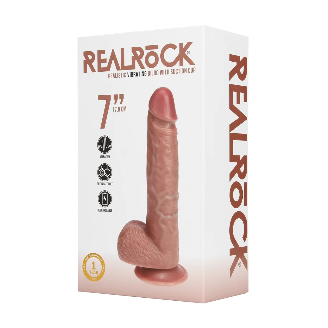 realistische vibrator – met zuignap en harnas-compatibel – RealRock vlees (18 cm) RealRock by Shots - Afbeelding 10
