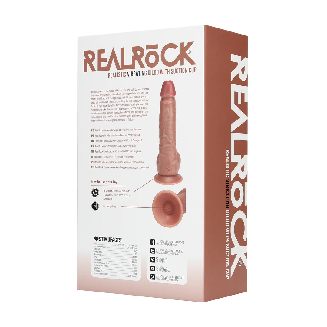 realistische vibrator – met zuignap en harnas-compatibel – RealRock vlees (18 cm) RealRock by Shots - Afbeelding 11