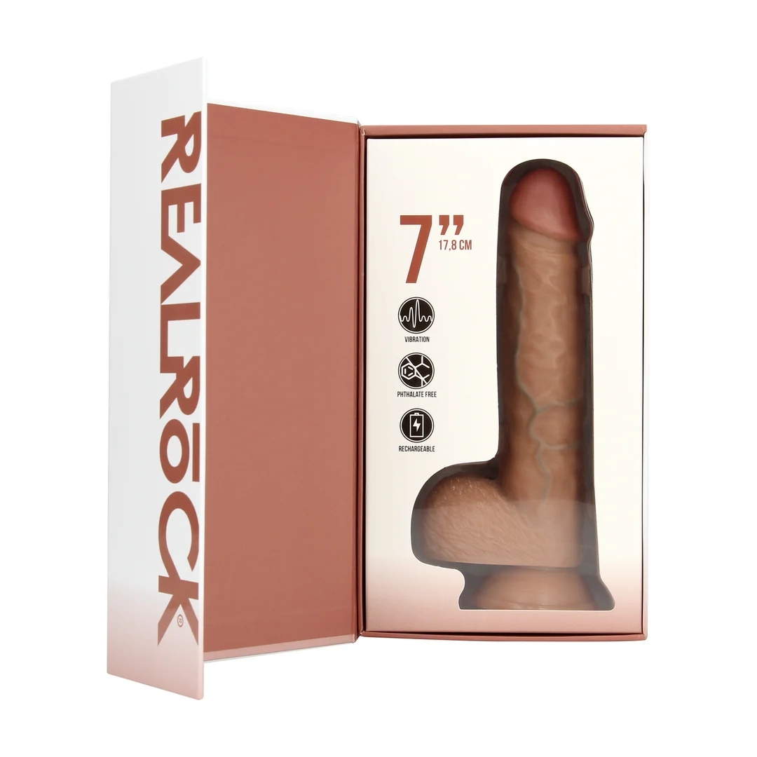 realistische vibrator – met zuignap en harnas-compatibel – RealRock vlees (18 cm) RealRock by Shots - Afbeelding 12