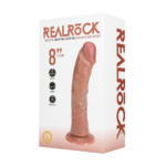 realistische vibrator – vibrerend en roterend met zuignap – RealRock, vlees RealRock by Shots - Afbeelding 11