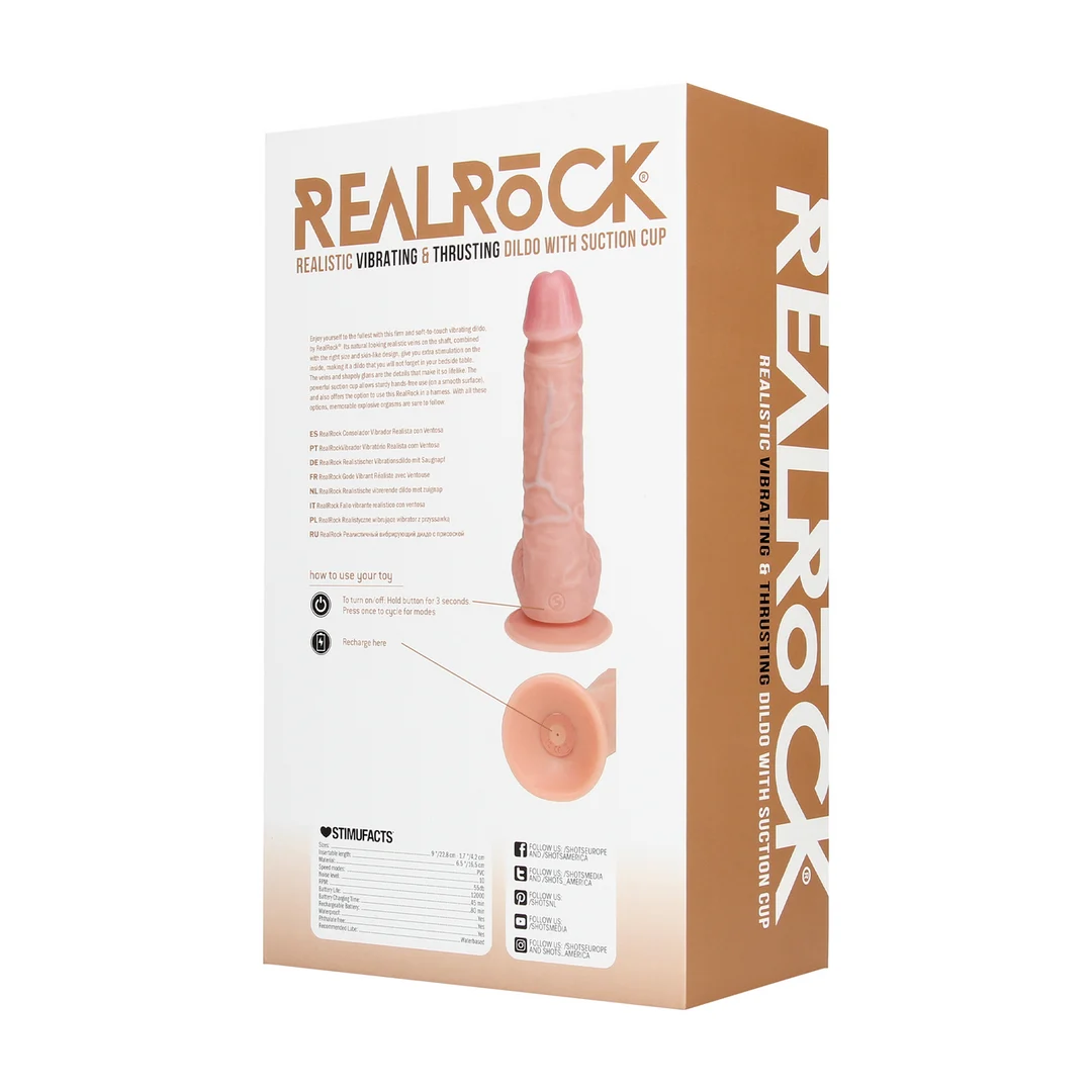 realistische vibrator – met zuignap en harnas-compatibel – RealRock, vlees RealRock by Shots - Afbeelding 5