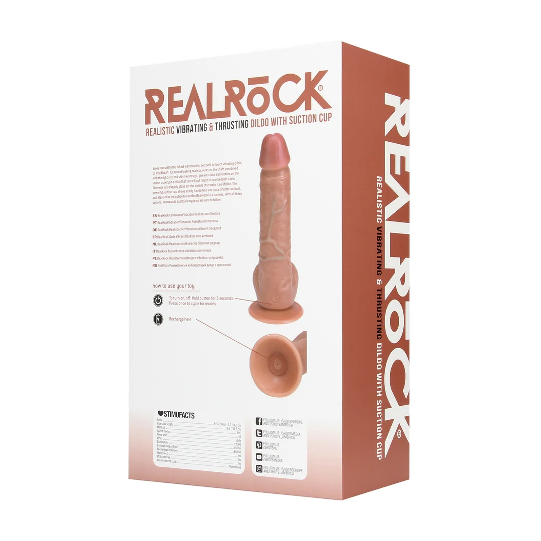 realistische vibrator – met zuignap en harnas-compatibel – RealRock, vlees RealRock by Shots - Afbeelding 11