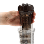 Vagina masturbator met geribbelde richels – Zwart - Afbeelding 5