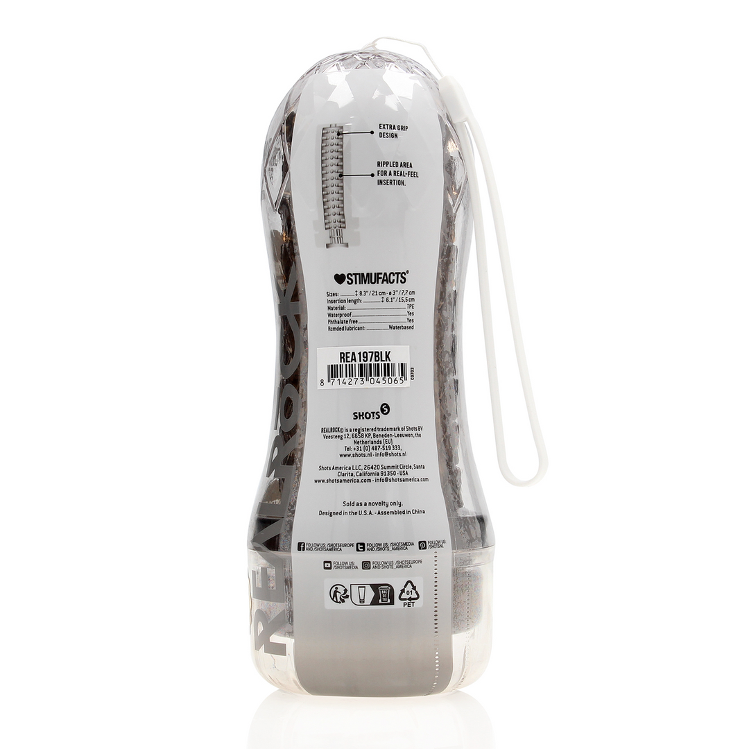 REA197BLK-2 Pocket stroker met geribbelde textuur – Zwart - Afbeelding 1