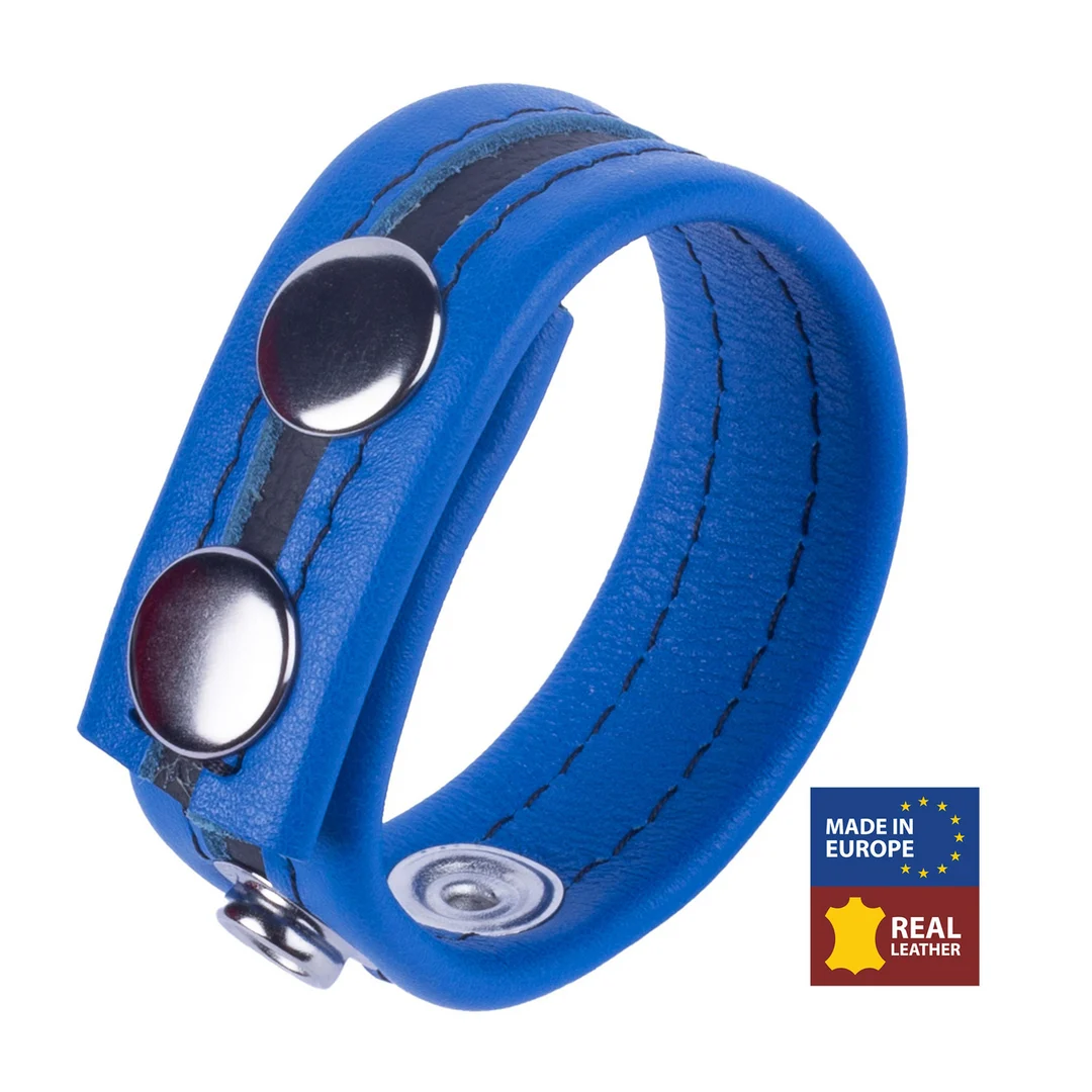 Anneau pénien Tippy en cuir bleu – Image 3
