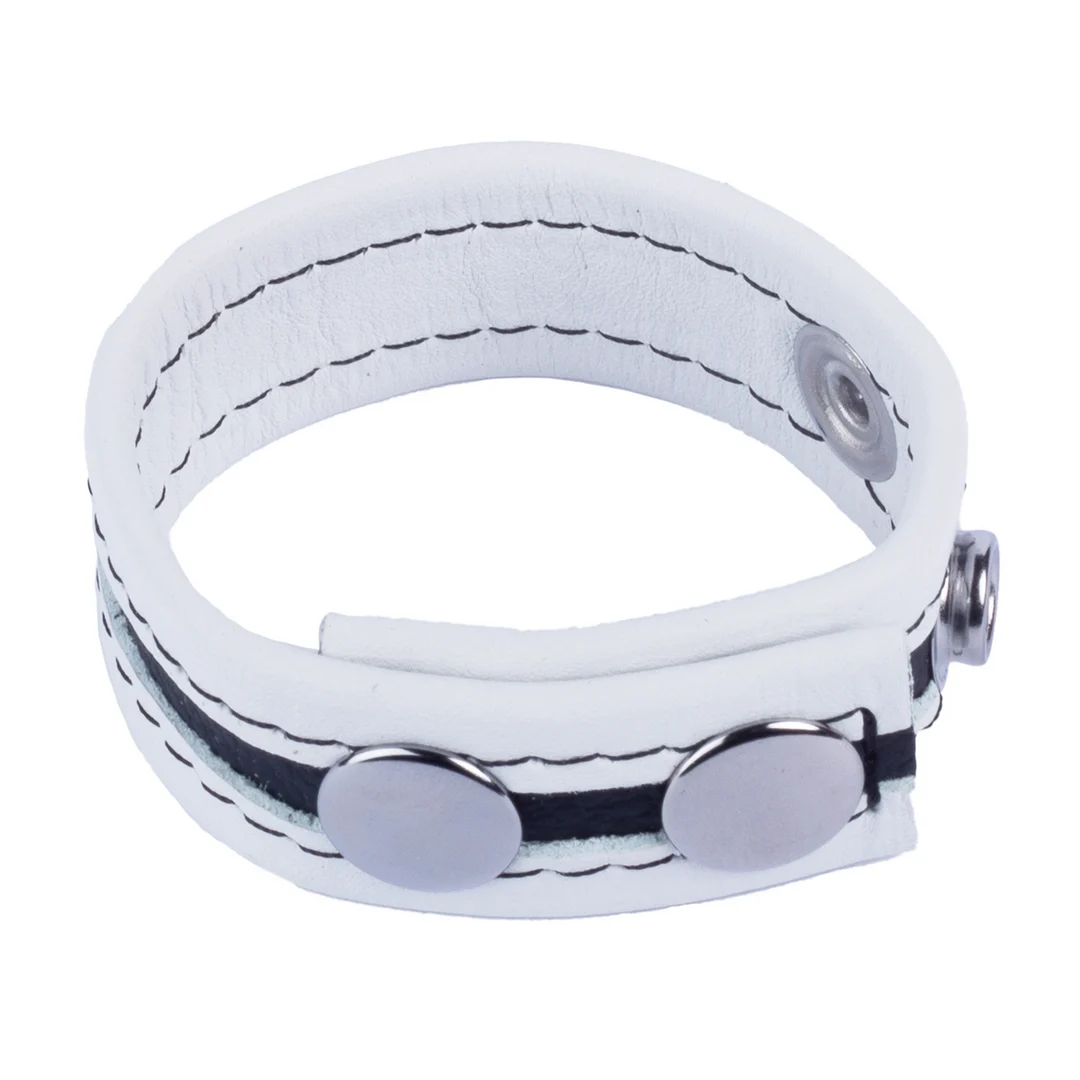 Anneau pénien Tippy en cuir blanc – Image 1