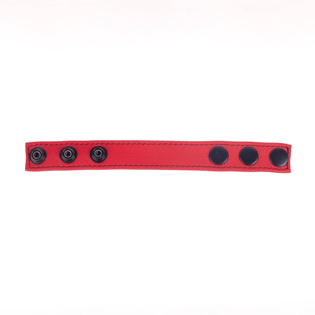 Red Leather Cocky verstelbare leren cockring - Afbeelding 2