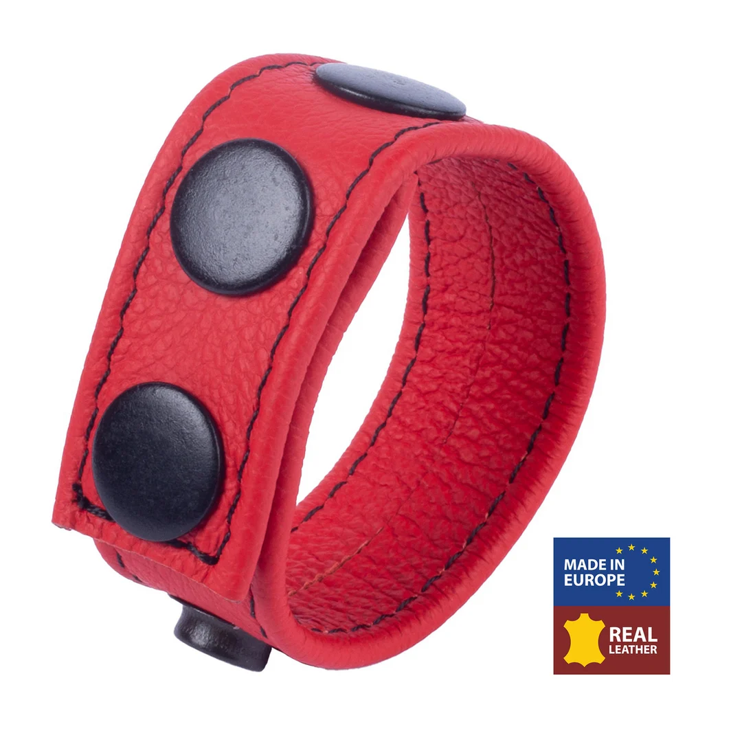 Red Leather Cocky verstelbare leren cockring - Afbeelding 3