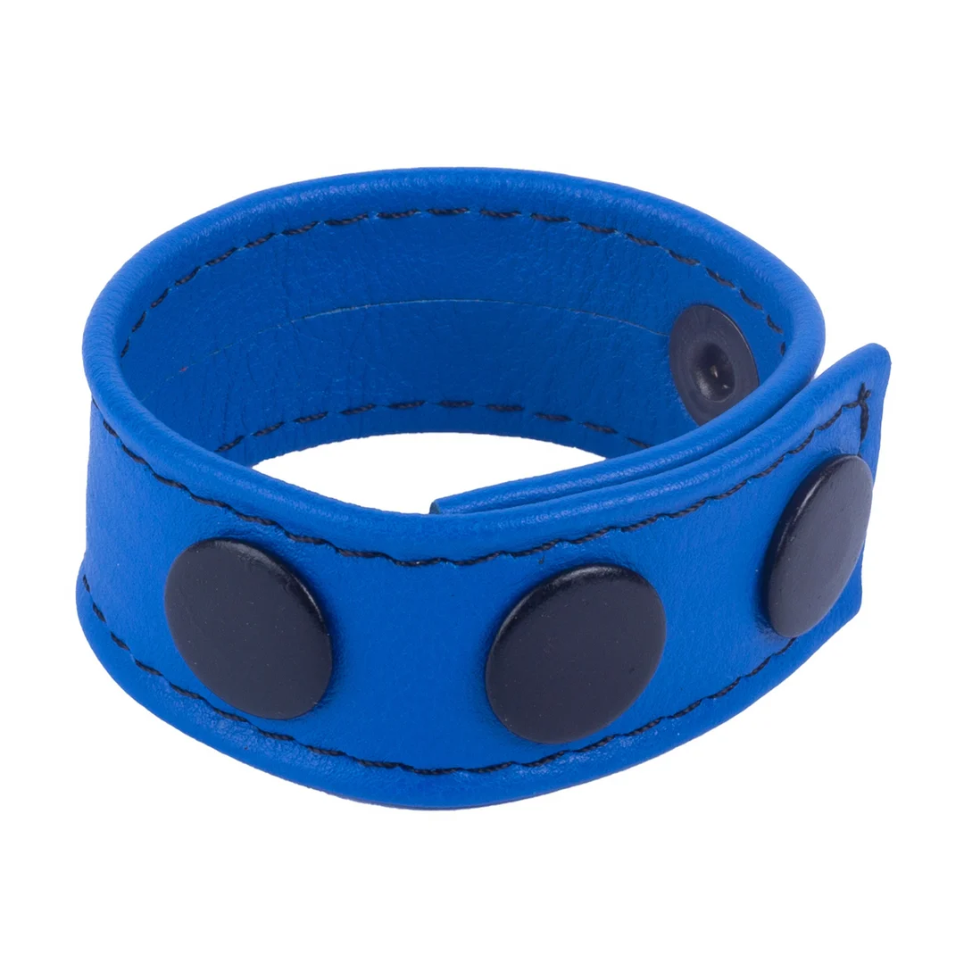 Red Leather Cocky verstelbare leren cockring blauw - Afbeelding 1