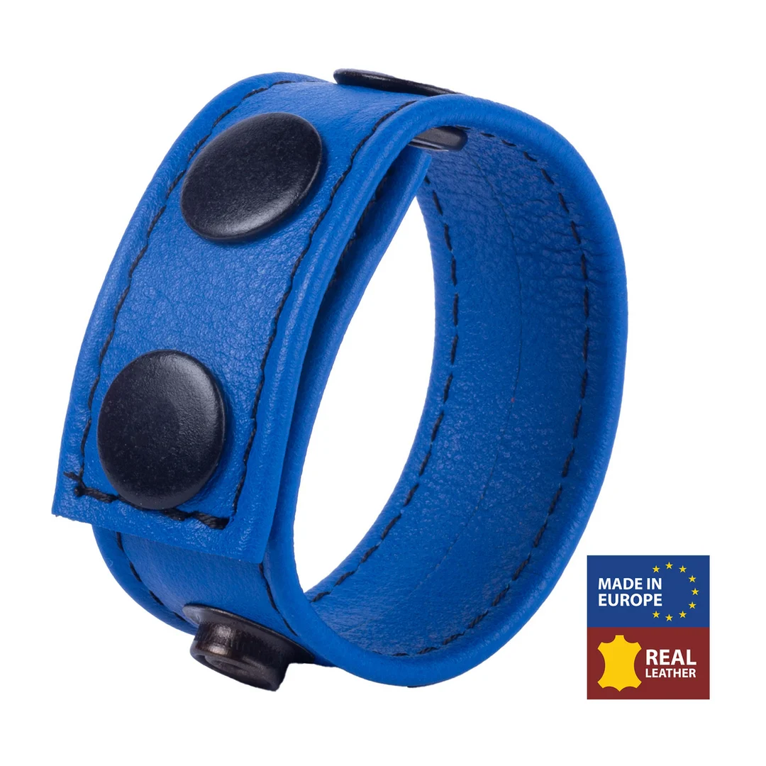 Red Leather Cocky verstelbare leren cockring blauw - Afbeelding 3