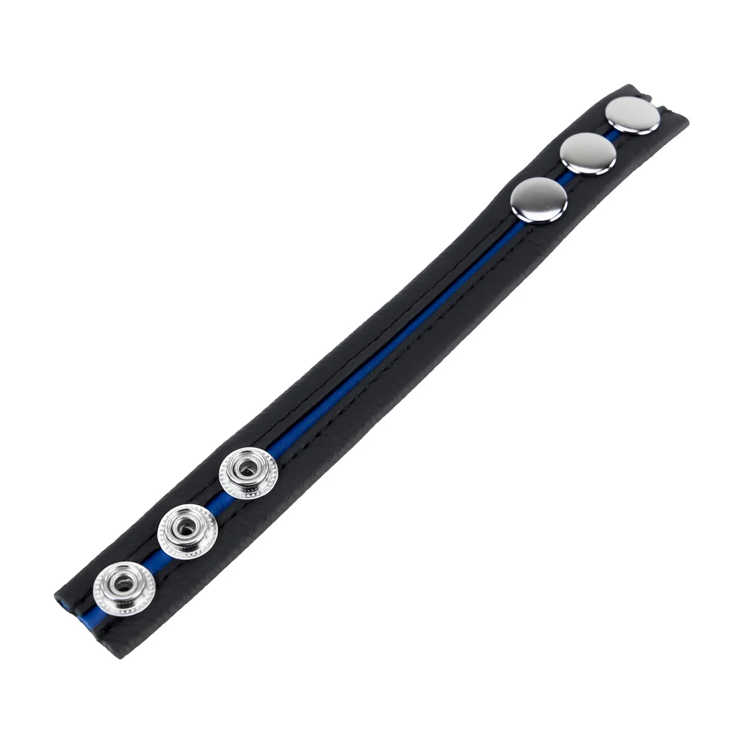 Anneau pénien réglable en cuir bleu – Image 2