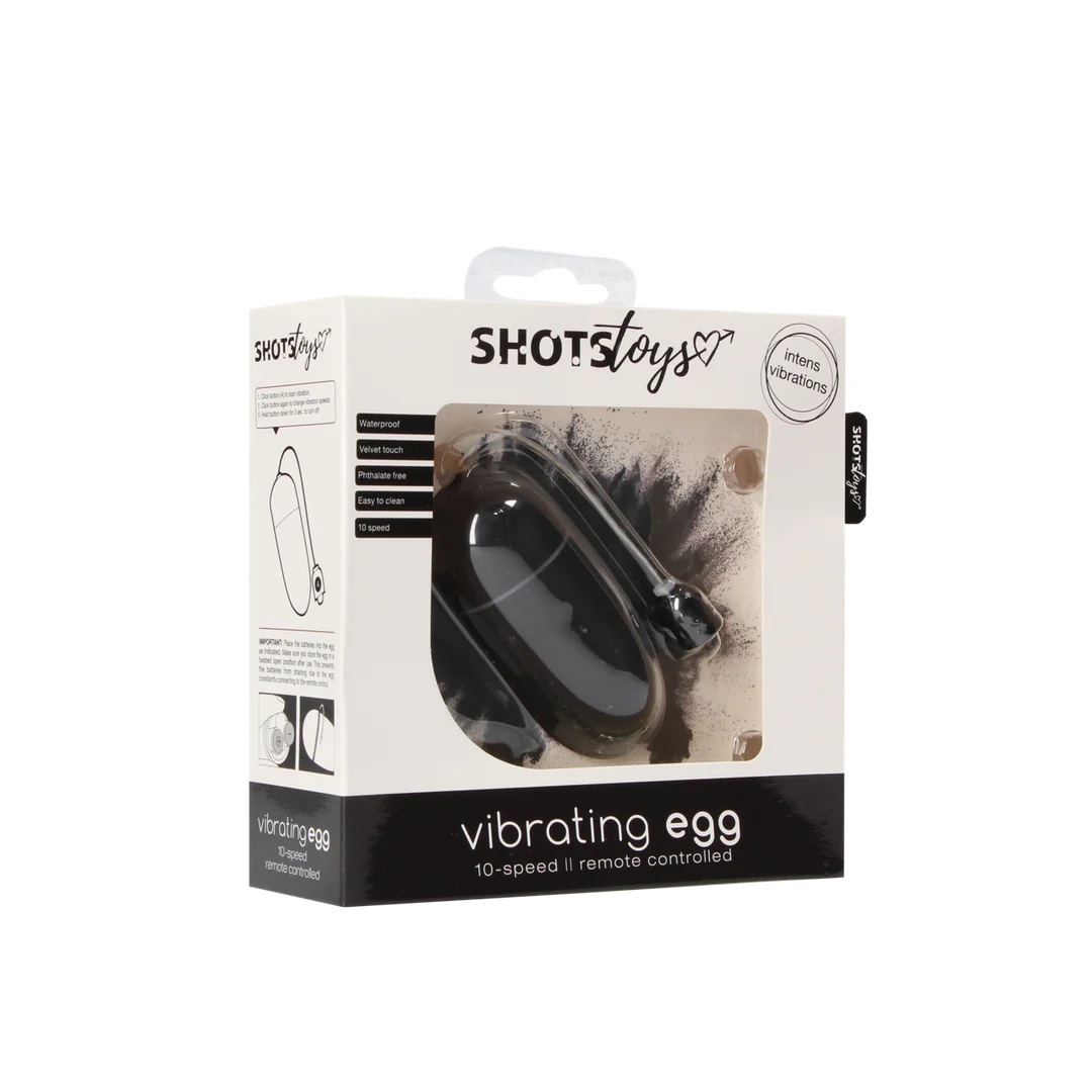 Vibrerend ei – 10 standen met afstandsbediening – Zwart Shots Toys by Shots - Afbeelding 1