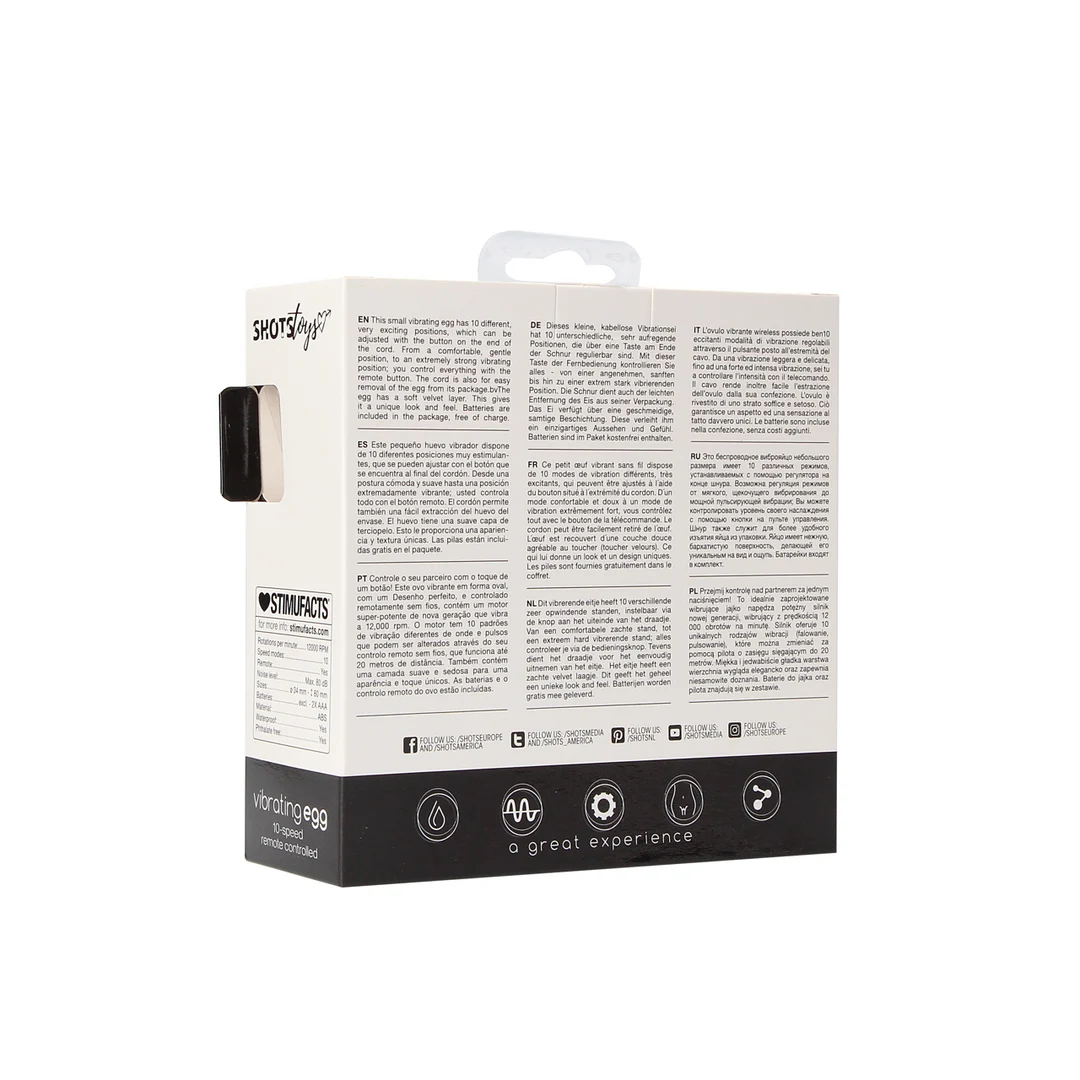 Vibrerend ei – 10 standen met afstandsbediening – Zwart Shots Toys by Shots - Afbeelding 2