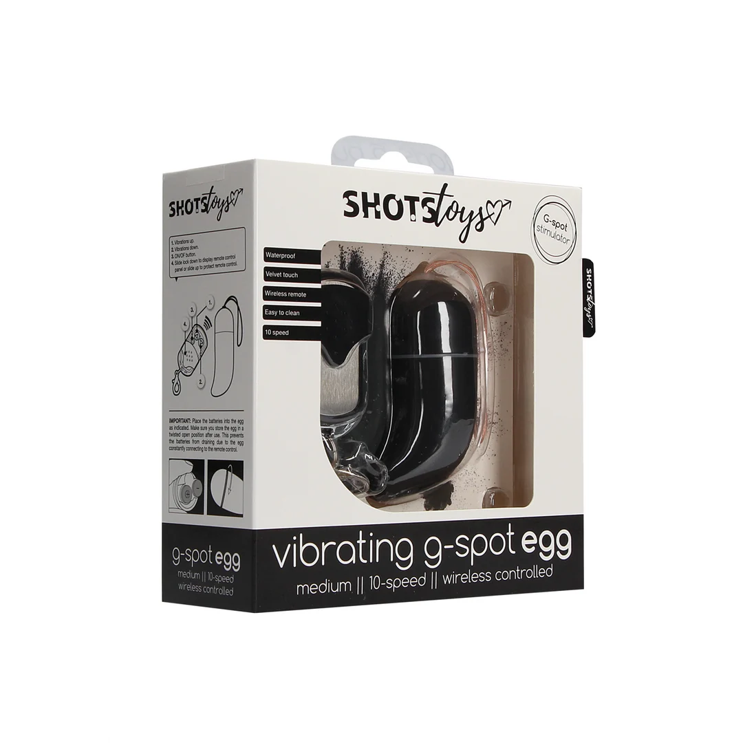 SHT088BLK_1 vibrerend ei – draadloos met afstandsbediening, 10 standen – Shots Toys Shots Toys by Shots - Afbeelding 1