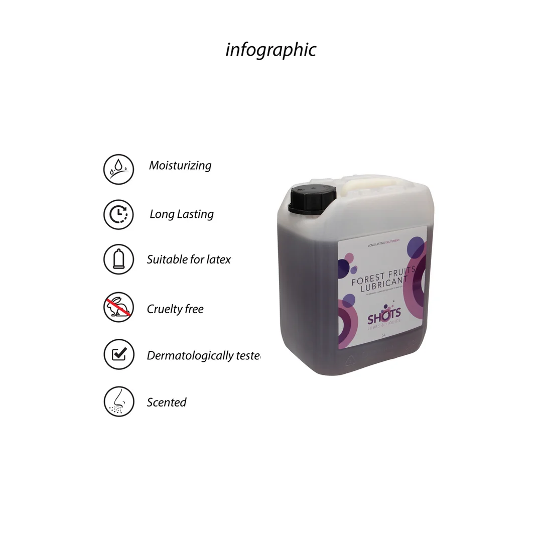 Glijmiddel op waterbasis – Geschikt voor latex condooms – Bosvruchten – 1,3 gal / 5 l – Shots Lubes - Afbeelding 3