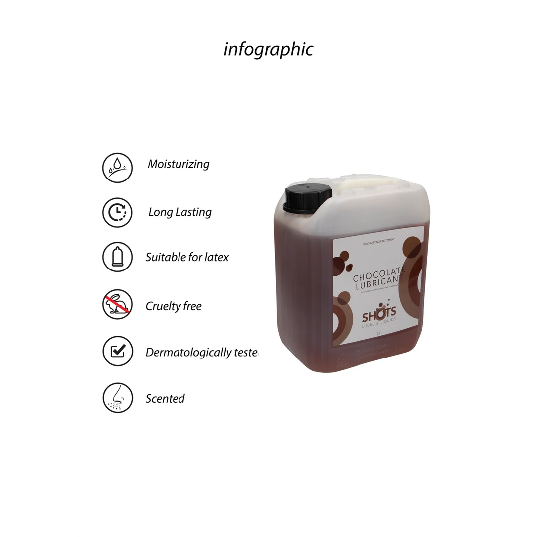 Glijmiddel met smaakje – Op waterbasis, geschikt voor gebruik met latex condooms – Chocolade – 1,3 gal / 5 l - Afbeelding 3