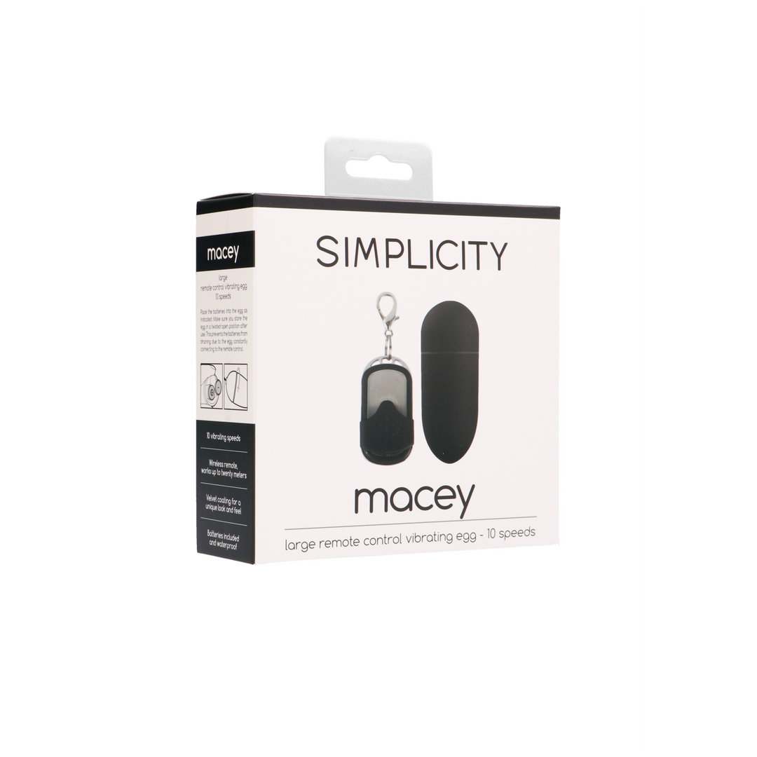 SIM004BLK_1_1 Vibrerend ei – met afstandsbediening & 10 standen – Macey Simplicity by Shots - Afbeelding 1