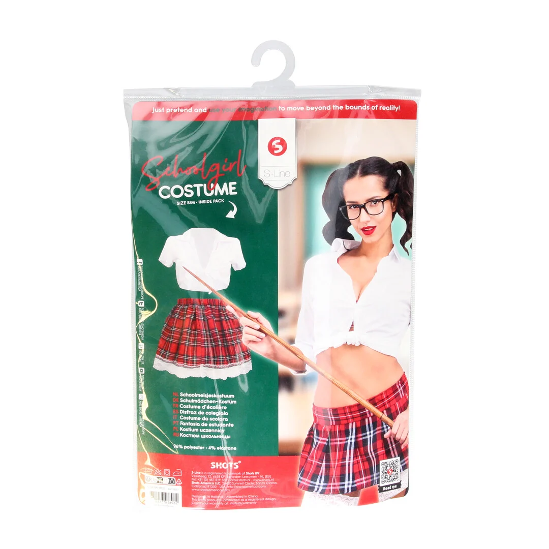 Costume da studentessa bianco e rosso - immagine 1