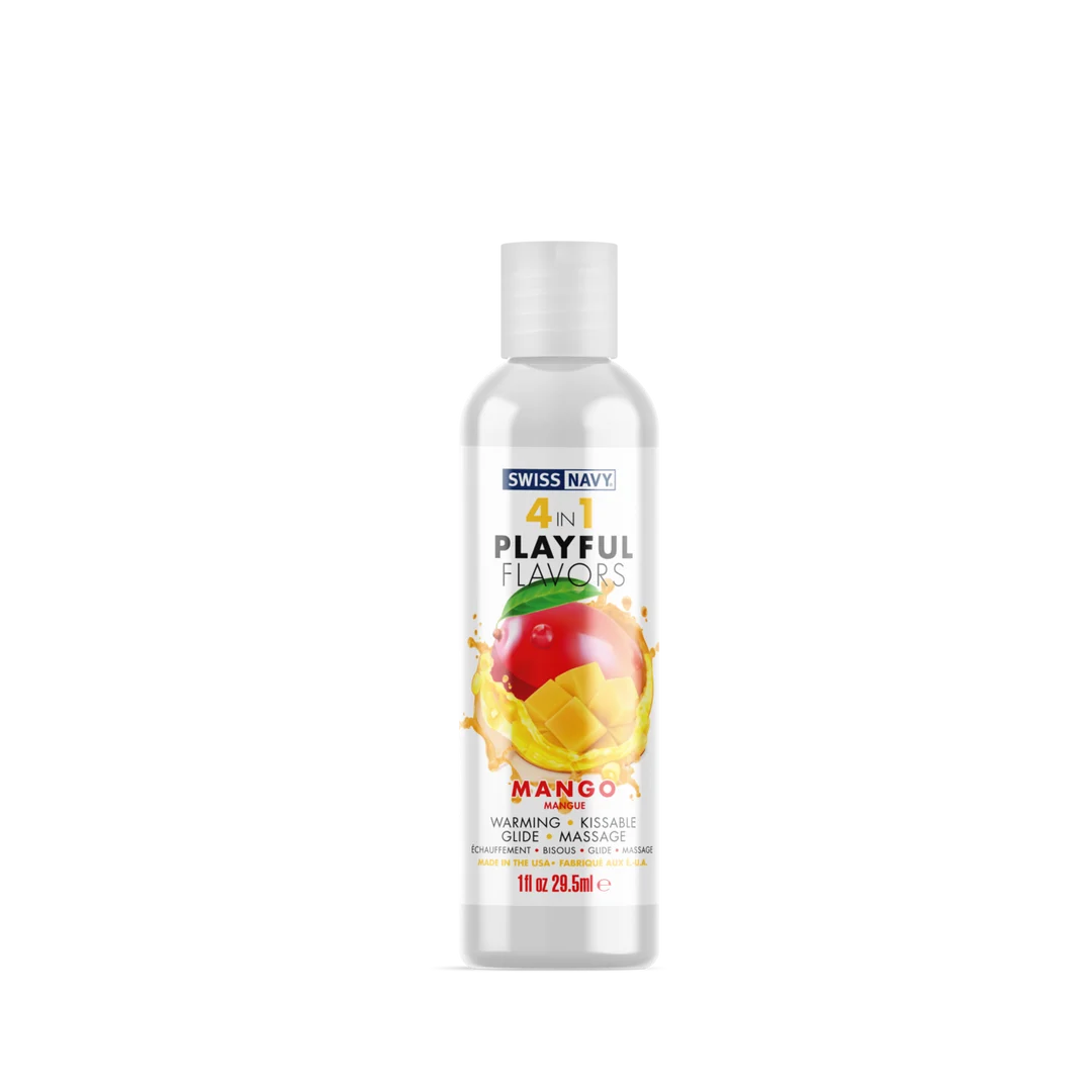 Glijmiddel met smaakje – 4 in 1 Playful Flavors, eetbaar en verwarmend – Mango – 5 ml Sachet – Swiss Navy - Afbeelding 4