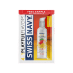 Glijmiddel met smaakje – 4 in 1 Playful Flavors, eetbaar en verwarmend – Mango – 5 ml Sachet – Swiss Navy - Afbeelding 2