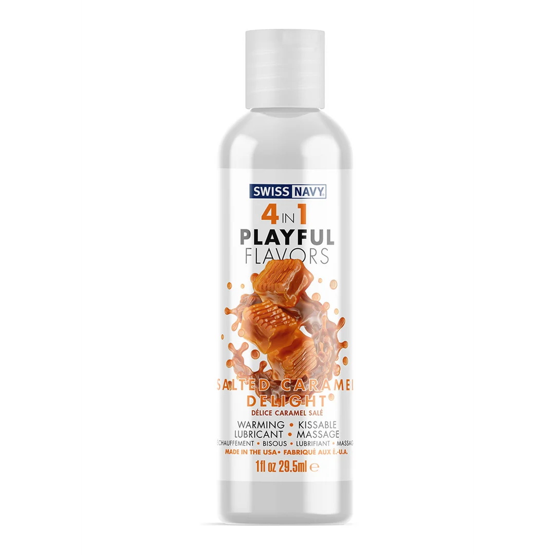 Glijmiddel met smaakje – 4 in 1 Playful Flavors – Salted Caramel Delight – 29,5 ml – Swiss Navy - Afbeelding 2