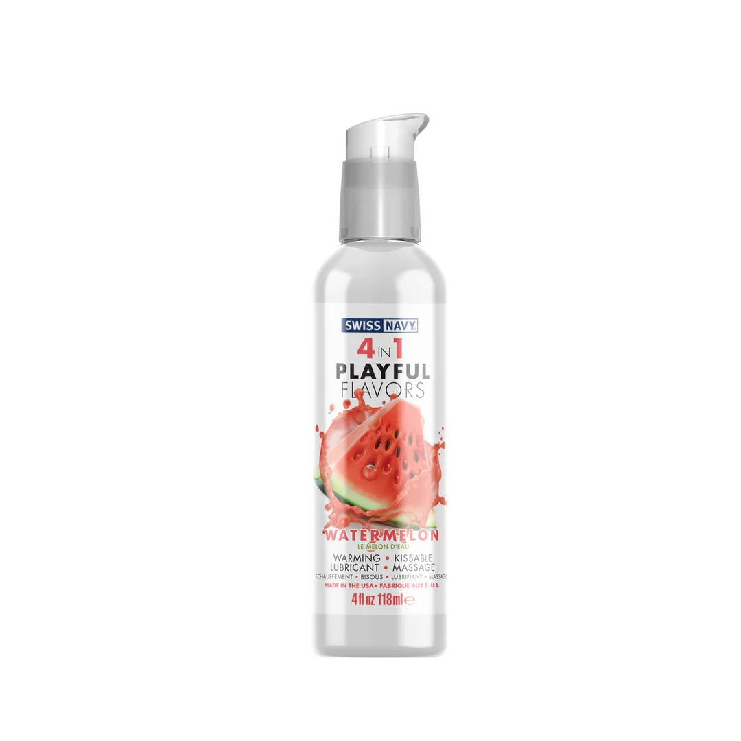Glijmiddel met smaakje – 4 in 1 Playful Flavors glijmiddel met watermeloen – Watermeloen – 5 ml – Swiss Navy - Afbeelding 5