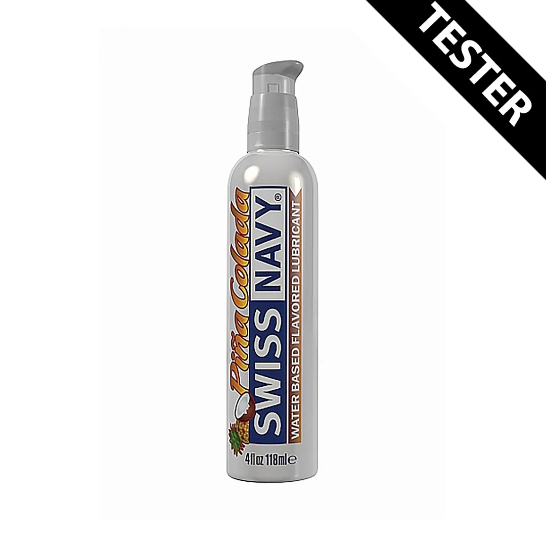 Glijmiddel met smaakje – Tester met no‑leak pomp – Pina Colada – 118 ml – Swiss Navy - Afbeelding 1