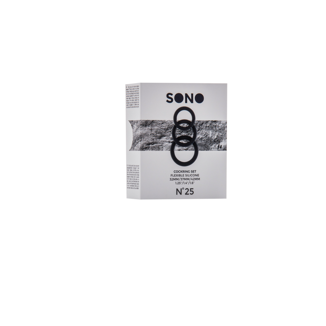 SON025BLK-2 Niet-vibrerende cockring met superzacht silicone – Nr.25 - Afbeelding 1