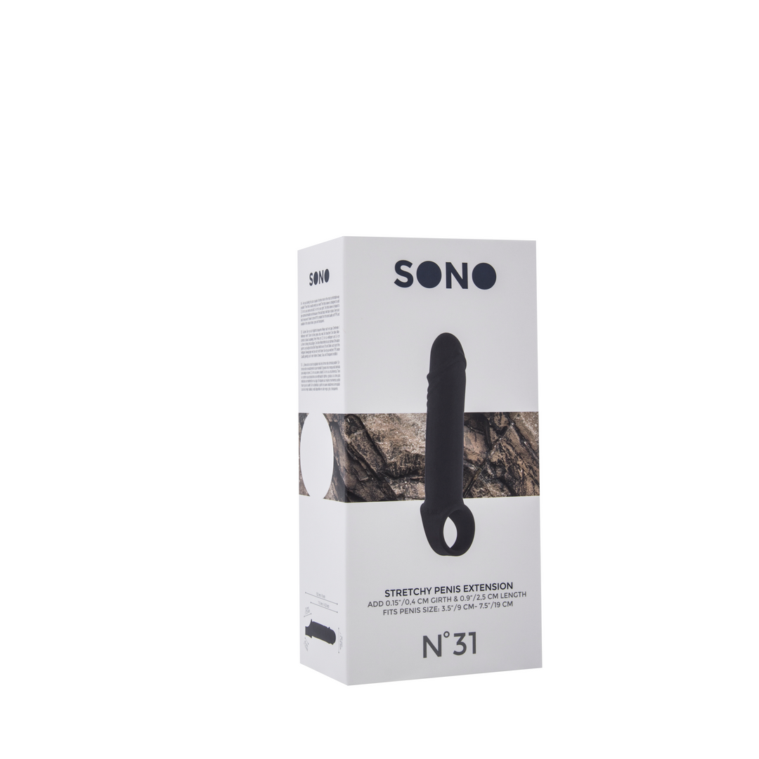 SON031BLK-2 Penis sleeve met balriem – Elastische Penisverlenging - Afbeelding 1
