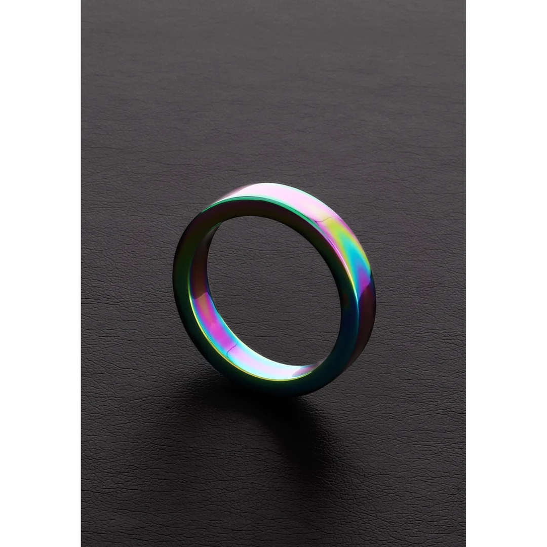 Niet-vibrerende cockring met geanodiseerde afwerking – Rainbow Flat C-Ring - Afbeelding 4