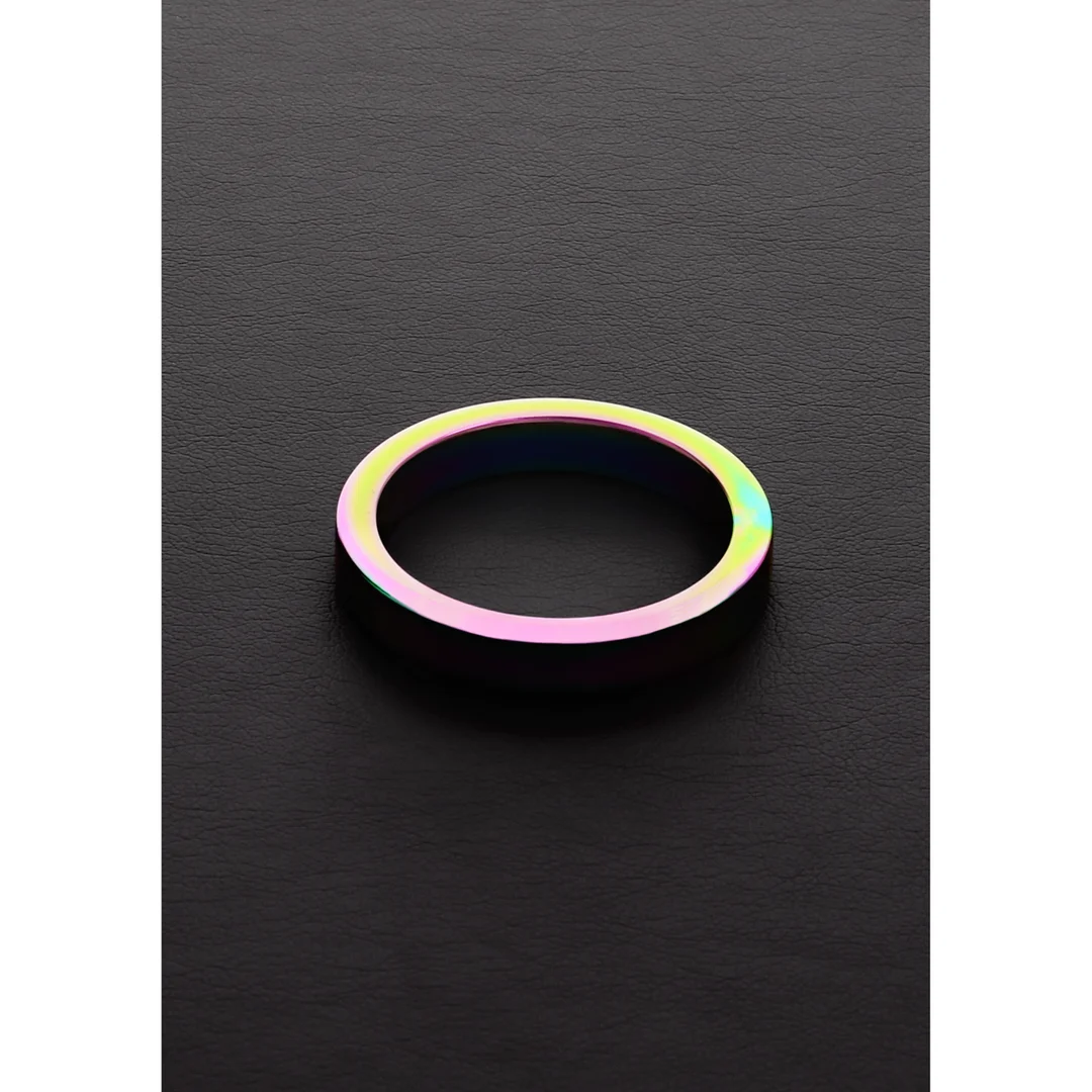 Niet-vibrerende cockring met geanodiseerde afwerking – Rainbow Flat C-Ring - Afbeelding 6