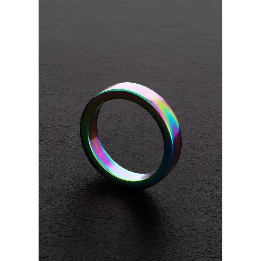 Niet-vibrerende cockring met geanodiseerde afwerking – Rainbow Flat C-Ring - Afbeelding 7