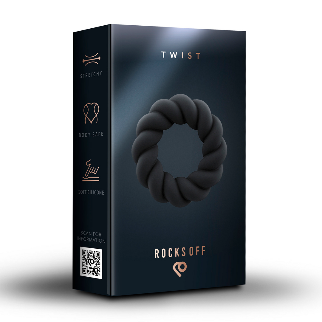 TWISTBK_1 Niet-vibrerende cockring met superzachte siliconen – Zwart - Afbeelding 1