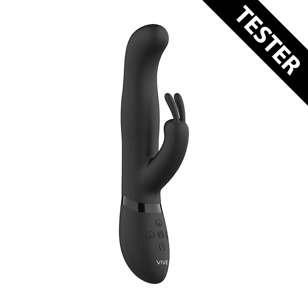 rabbit vibrator – draaibare kralen & duo stimulatie – zwart (Izara) VIVE by Shots - Afbeelding 13