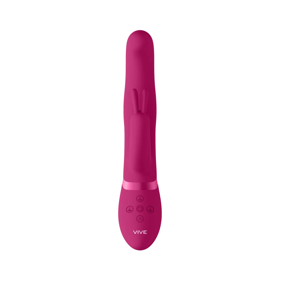 rabbit vibrator – draaibare kralen & duo stimulatie – zwart (Izara) VIVE by Shots - Afbeelding 11
