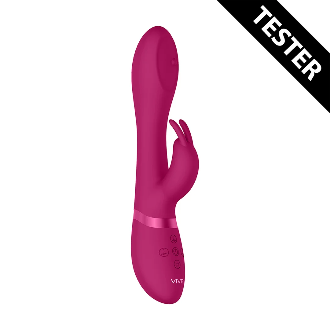 VIVE022PNKTEST_1_1 rabbit vibrator – draaiende kralen & 10 standen – VIVE Mira, roze VIVE by Shots - Afbeelding 1
