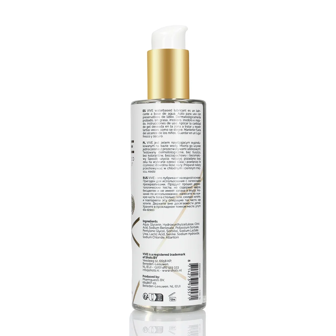 Glijmiddel op waterbasis – dermatologisch getest en vetvrij – ongeparfumeerd, geen smaak – 200 ml – VIVE by Shots - Afbeelding 1